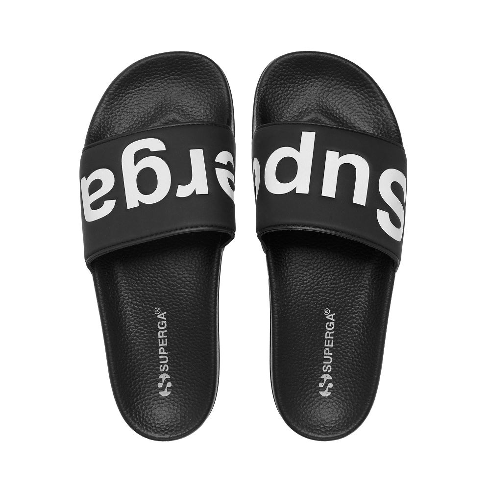 Superga 1908 Slides Polysoft Black Slides - Men's Shoes USA | US5005736